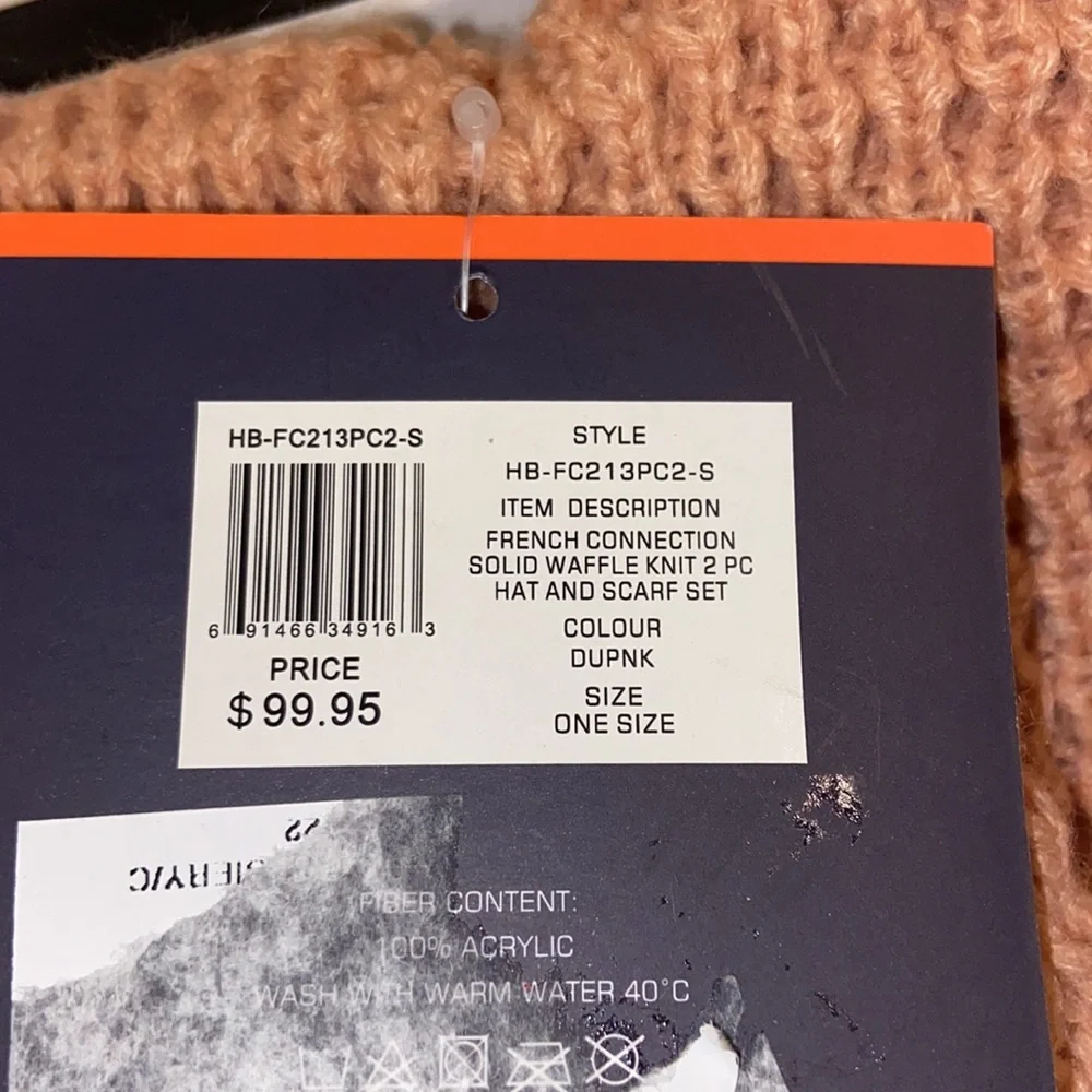 NWT French Connection Hat & Scarf Set DUPNK color - Picture 2 of 4